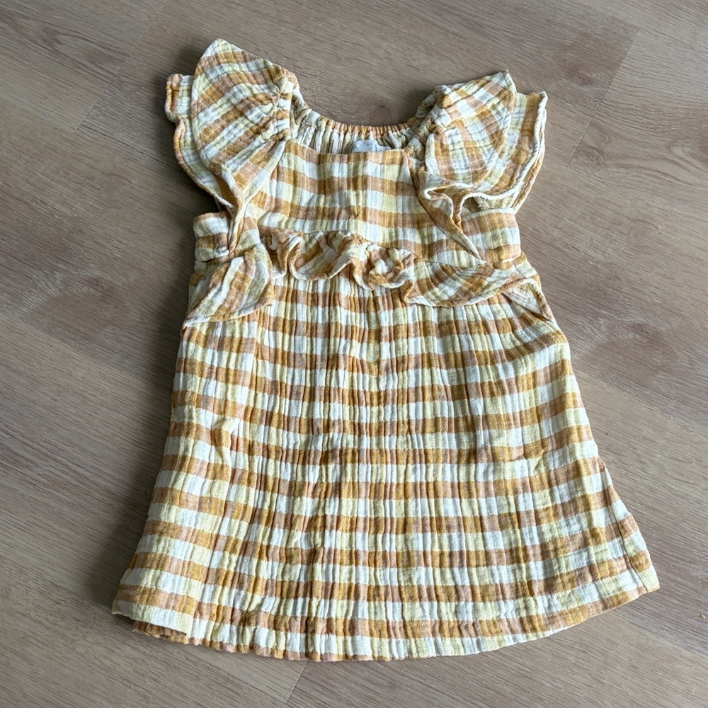 Zara Mustard and Cream Plaid Dress